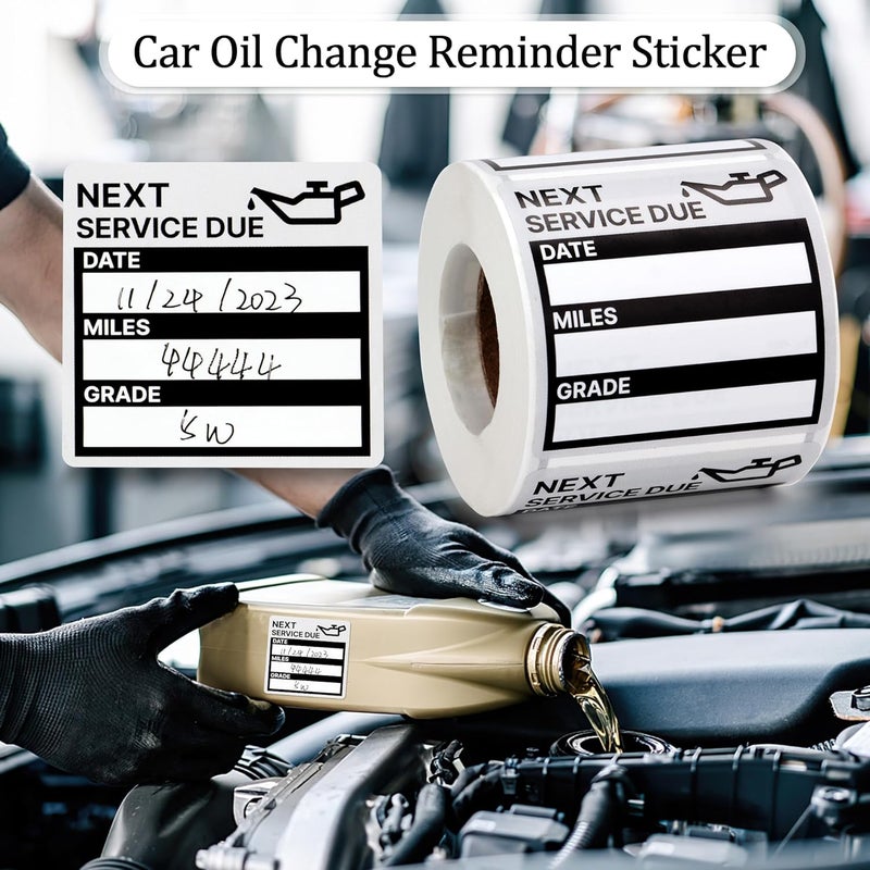 GUEER for Oil Change Stickers Vinyl 300 Pcs 2”x 2” Service Black Stickers, Next Service Due Reminder Sticker Labels, Easy to Write on, Easy to Peel with No Residue - Image 5